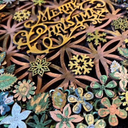 Wooden Christmas Wreath, 26x26cm, Layered 3D Design