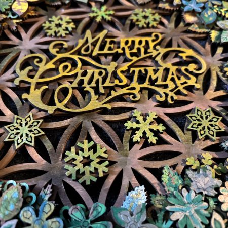 Wooden Christmas Wreath, 26x26cm, Layered 3D Design