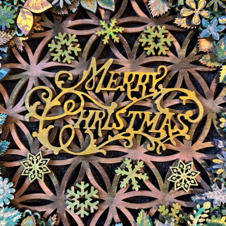 Wooden Christmas Wreath, 26x26cm, Layered 3D Design