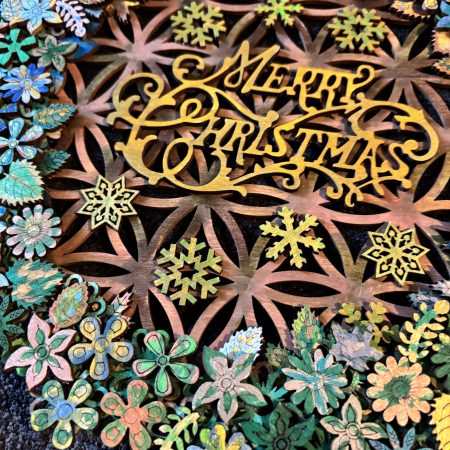 Wooden Christmas Wreath, 26x26cm, Layered 3D Design