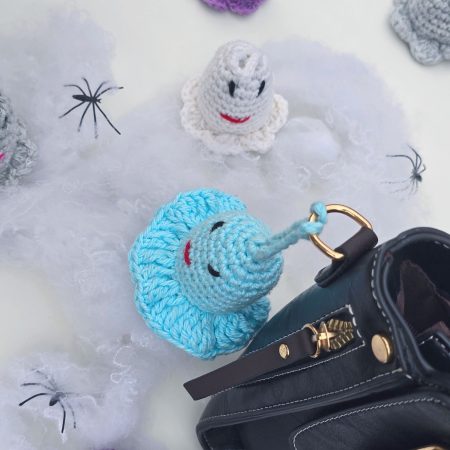 Handmade crochet ghosts for bag, keys, phone or even car mirror