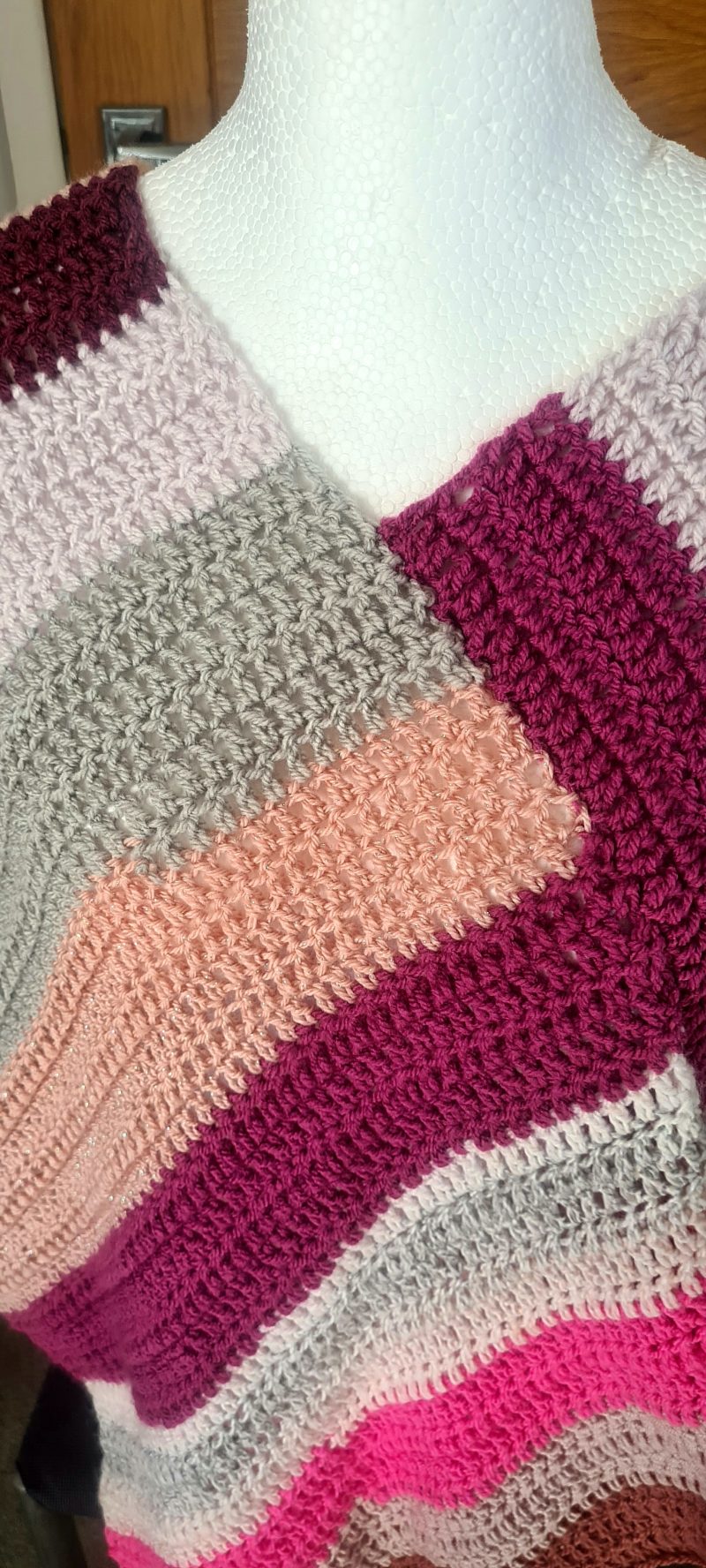 Pink crochet poncho