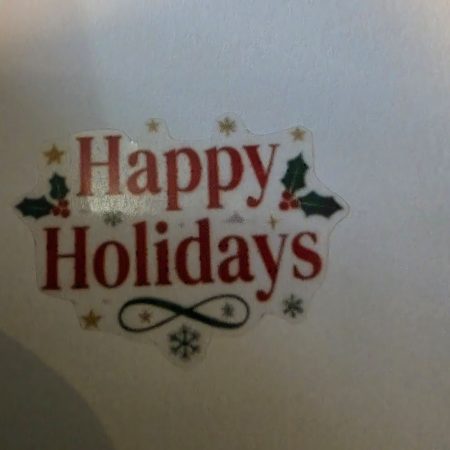 Red glittery santa & tree decoupage christmas card 12.5cm x 12.5cm