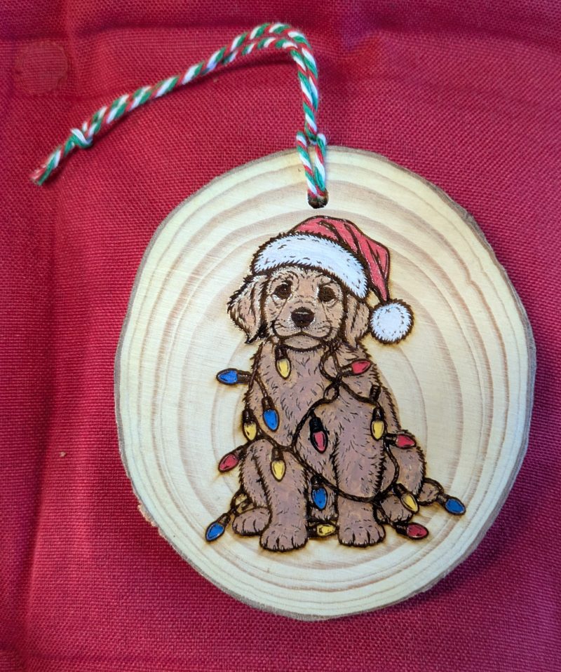 Laser engraved hand painted Christmas tree decorations