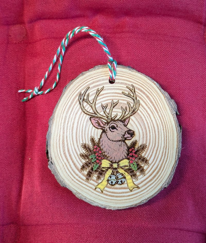 Laser engraved hand painted Christmas tree decorations