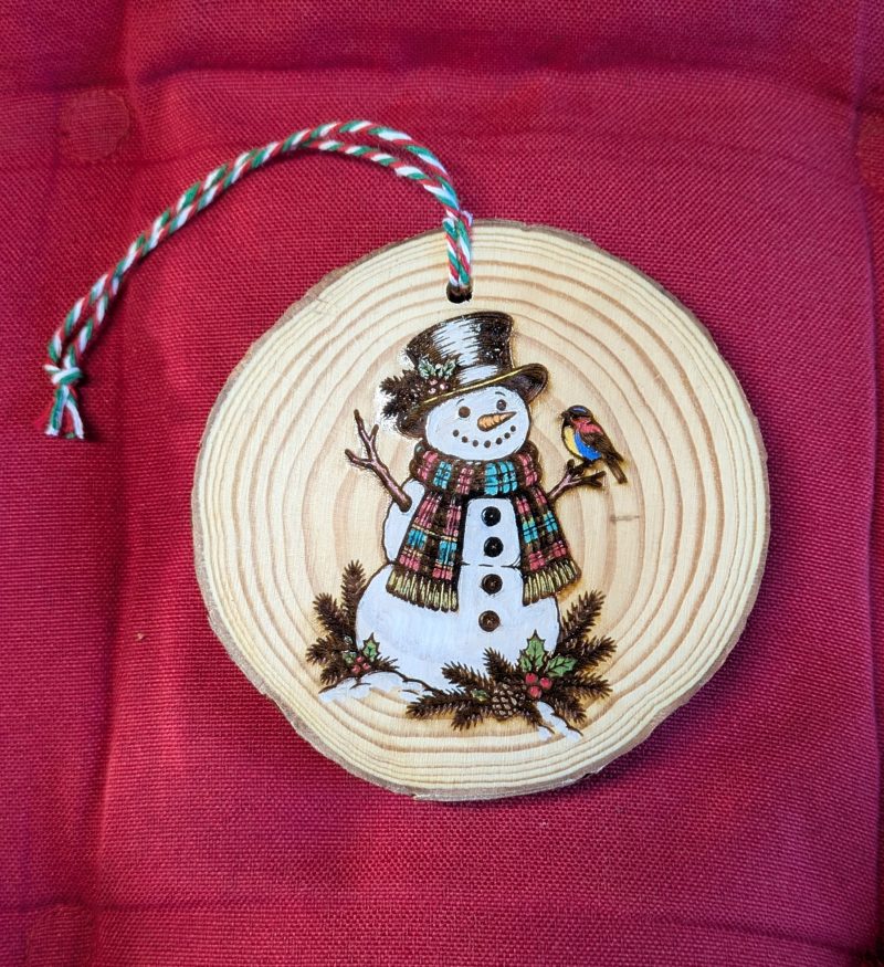 Laser engraved hand painted Christmas tree decorations