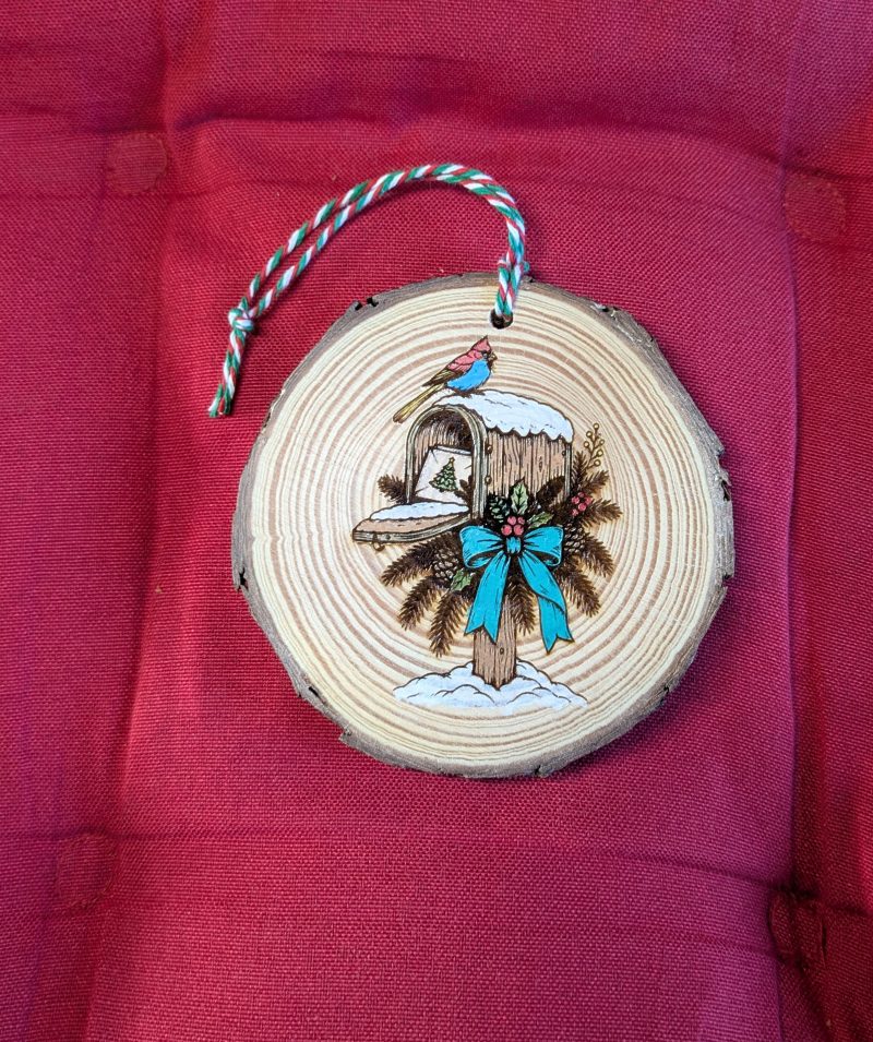 Laser engraved hand painted Christmas tree decorations