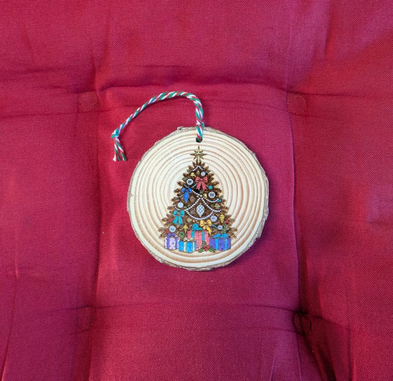 Laser engraved hand painted Christmas tree decorations