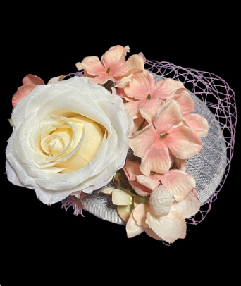 Cream Rose and Pearl Grey Fascinator with Clip and Headband