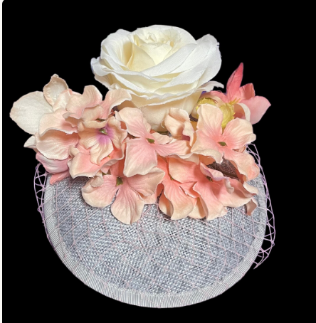 Cream Rose and Pearl Grey Fascinator with Clip and Headband