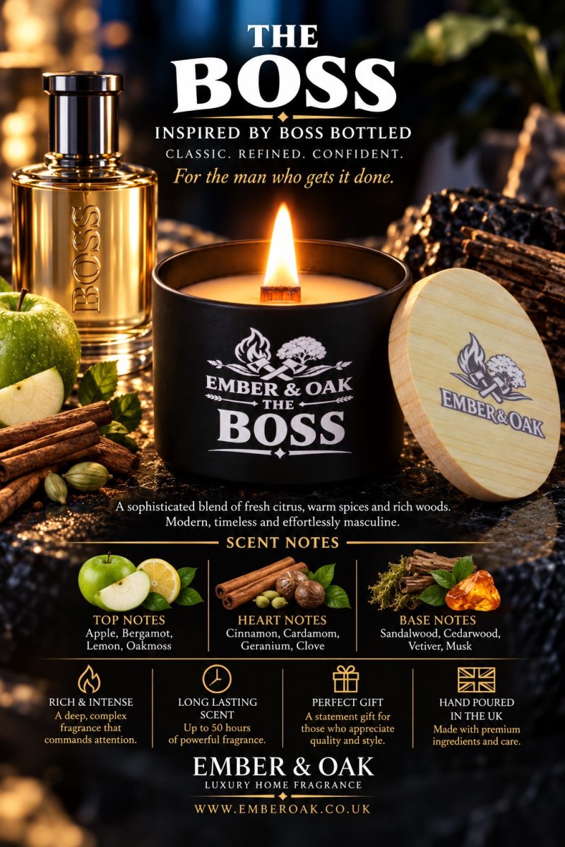 The Boss – Inspired by Hugo Boss Bottled | Candles, Wax Melts and Snap Bars