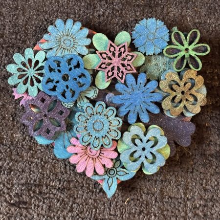 Flower Layered Heart, Handmade, 3D, 10x10cm