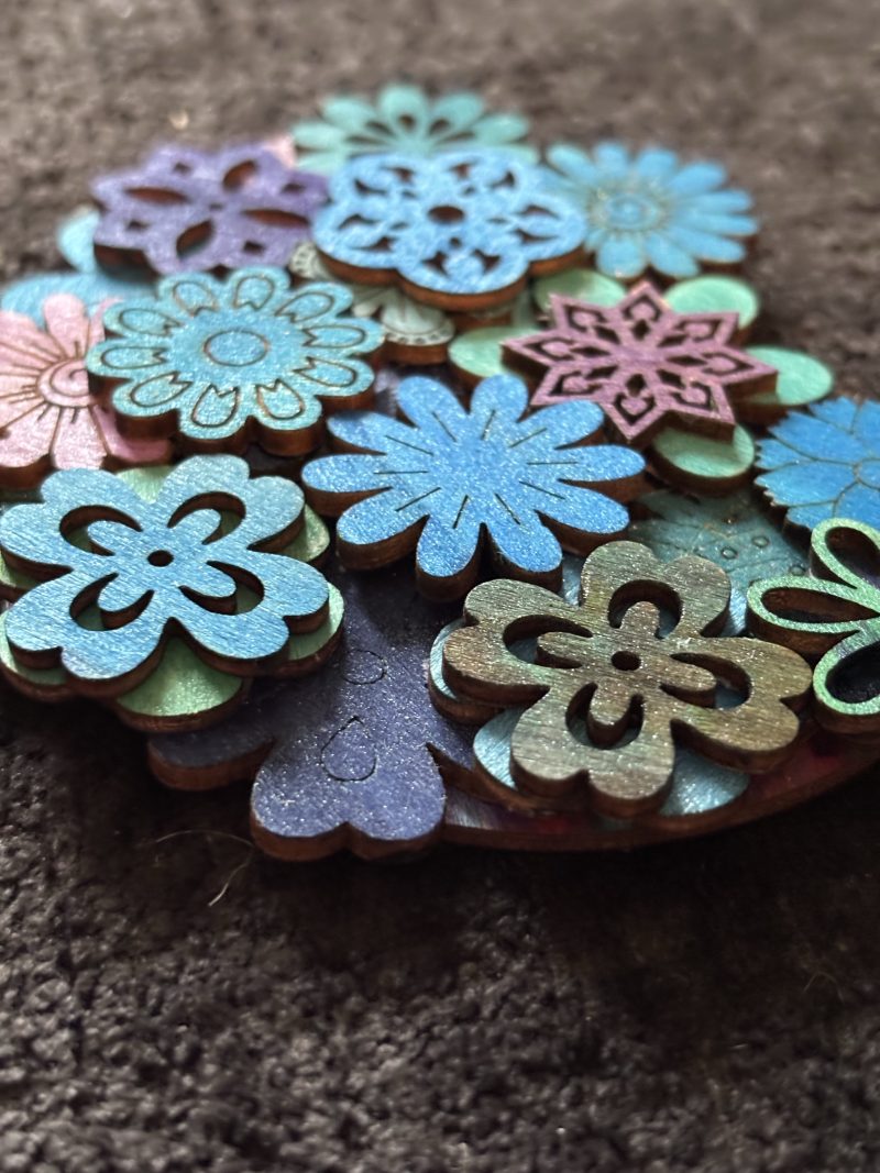 Flower Layered Heart, Handmade, 3D, 10x10cm
