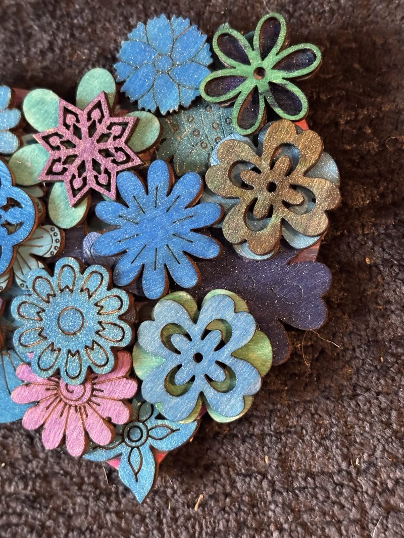 Flower Layered Heart, Handmade, 3D, 10x10cm