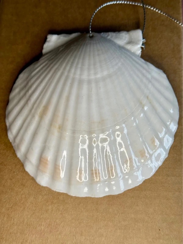 Christmas ornament shell with decoupage and resin