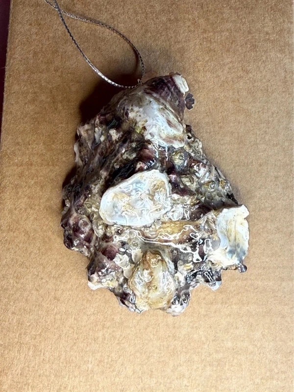 Christmas oyster shell ornament