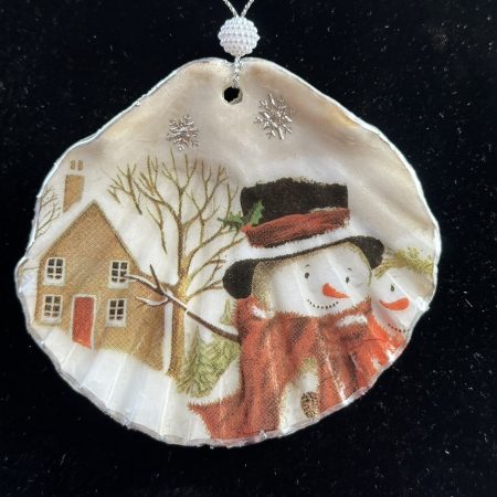 Shell Christmas ornament with decoupage and resin