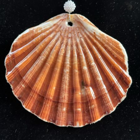 Shell Christmas ornament with decoupage and resin