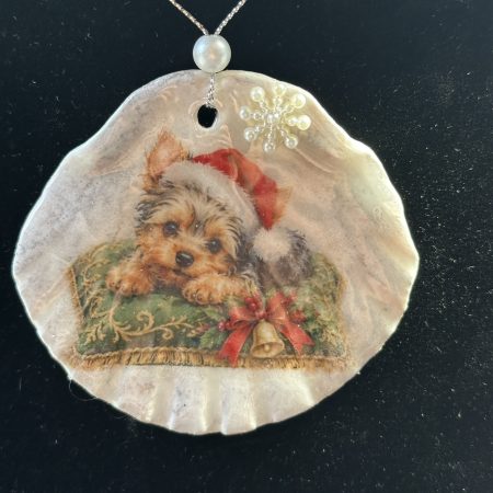 Shell Christmas ornament with decoupage and resin