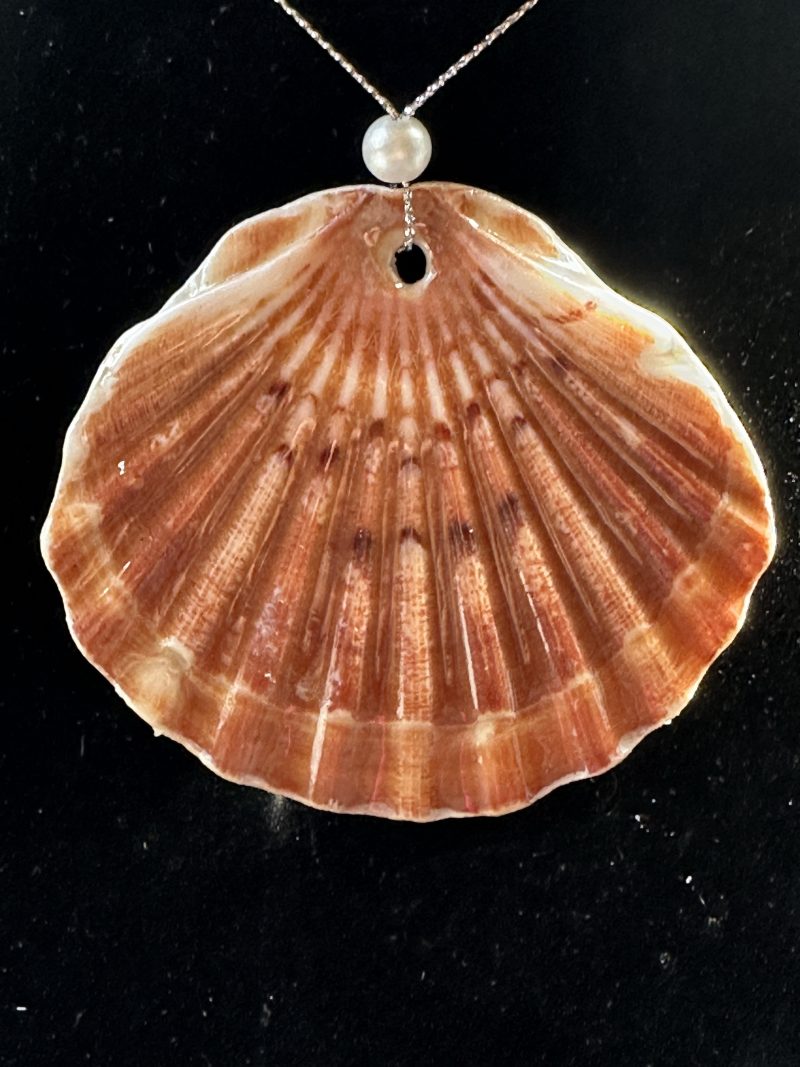 Shell Christmas ornament with decoupage and resin
