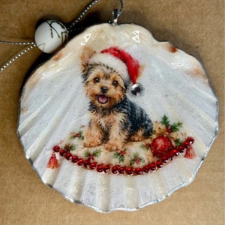 Shell Christmas ornament, decoupage and resin