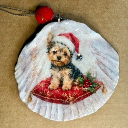 Shell Christmas ornament with decoupage and resin