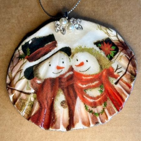 Christmas ornament shell with decoupage and resin