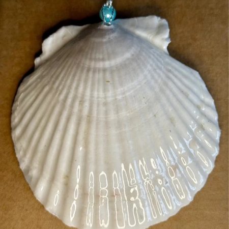 Multicoloured shell Christmas ornament, resin decoupage