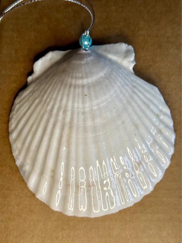 Multicoloured shell Christmas ornament, resin decoupage