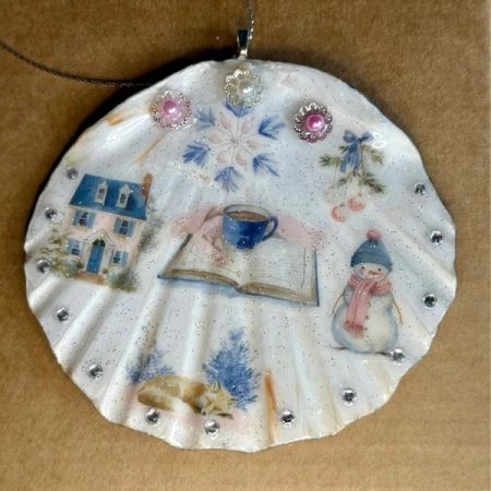 Christmas ornament shell decoupage resin