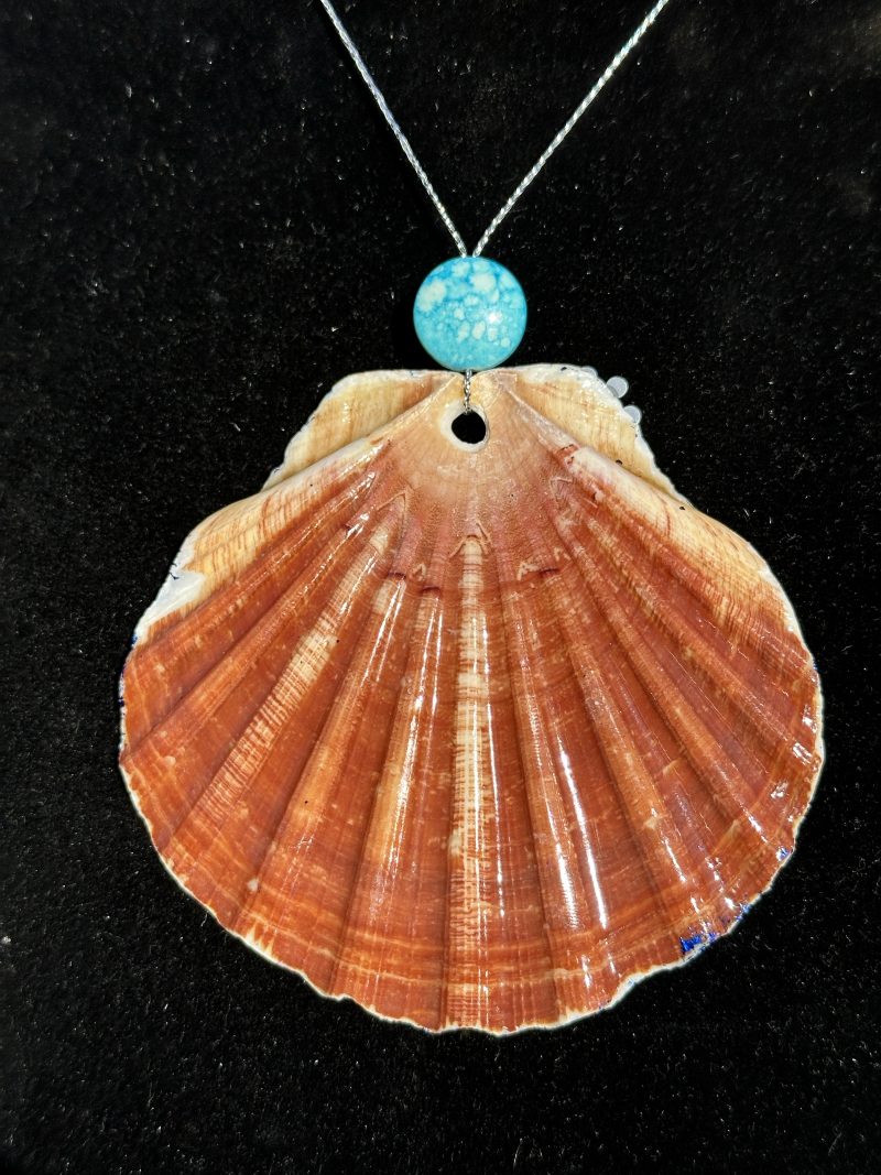 Shell Christmas ornament with decoupage and resin