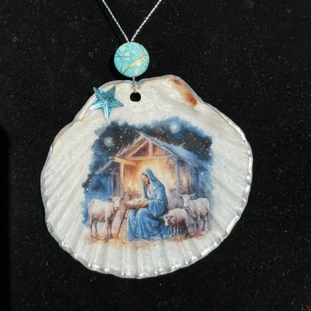 Christmas ornament shell with hanging feature