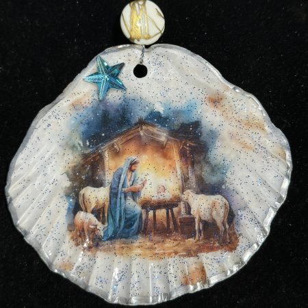 Christmas ornament shell decoupage resin