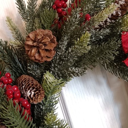 Red Berries and Acorns Faux Fir Large Winter Wreath