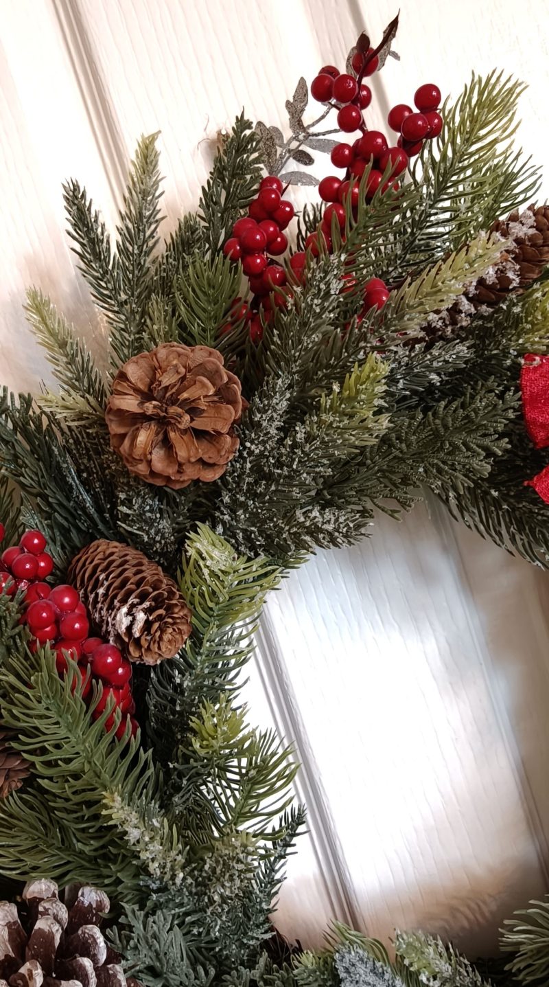 Red Berries and Acorns Faux Fir Large Winter Wreath