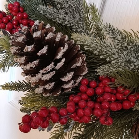 Red Berries and Acorns Faux Fir Large Winter Wreath