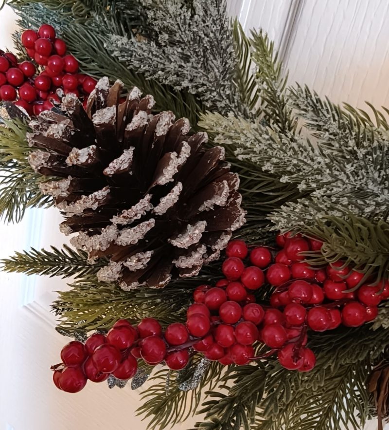 Red Berries and Acorns Faux Fir Large Winter Wreath