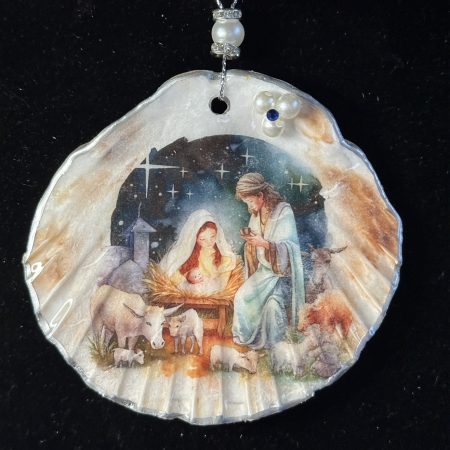 Christmas ornament shell with hanging feature