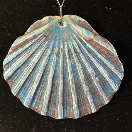 Shell Christmas ornament with decoupage and resin