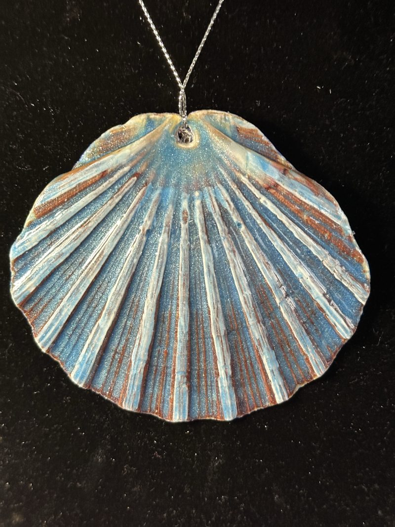 Shell Christmas ornament with decoupage and resin