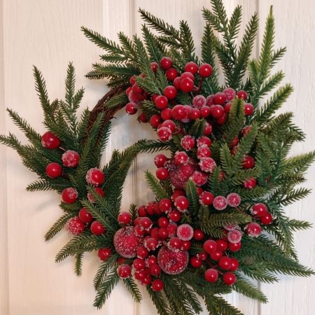 Sparkly Apples and Red Berries Small Winter Wreath