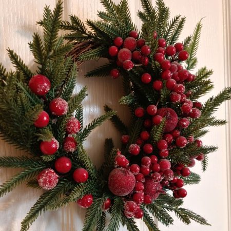Sparkly Apples and Red Berries Small Winter Wreath