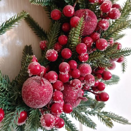 Sparkly Apples and Red Berries Small Winter Wreath
