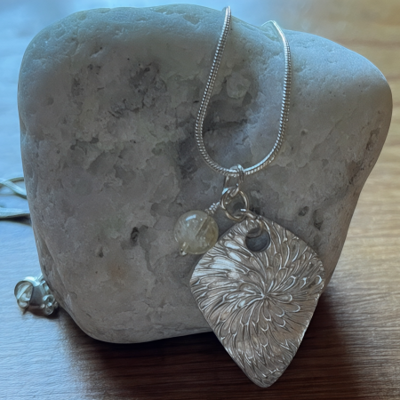 Silver Citrine pendant necklace, 40cm