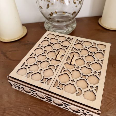 Wooden Jewellery Box with Double Opening Lattice Lids