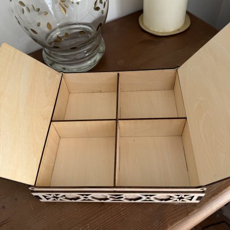 Wooden Jewellery Box with Double Opening Lattice Lids