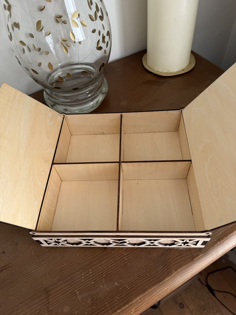 Wooden Jewellery Box with Double Opening Lattice Lids