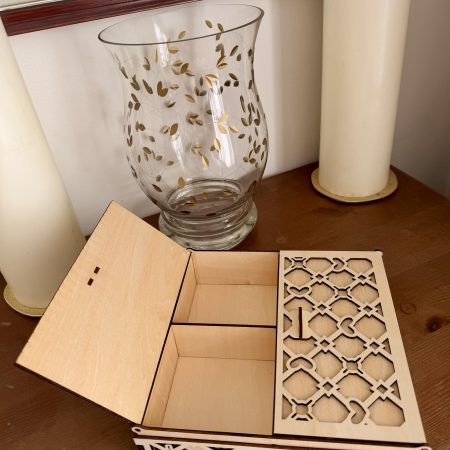 Wooden Jewellery Box with Double Opening Lattice Lids