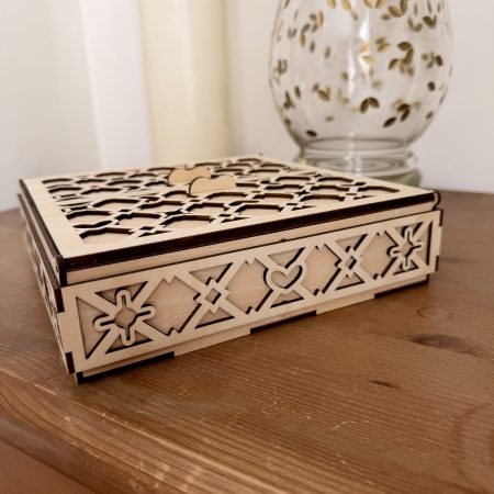 Wooden Jewellery Box with Double Opening Lattice Lids