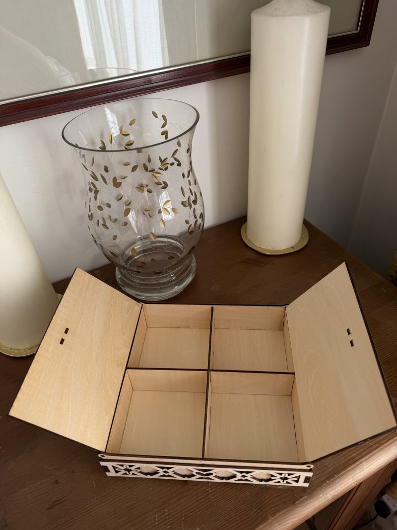 Wooden Jewellery Box with Double Opening Lattice Lids
